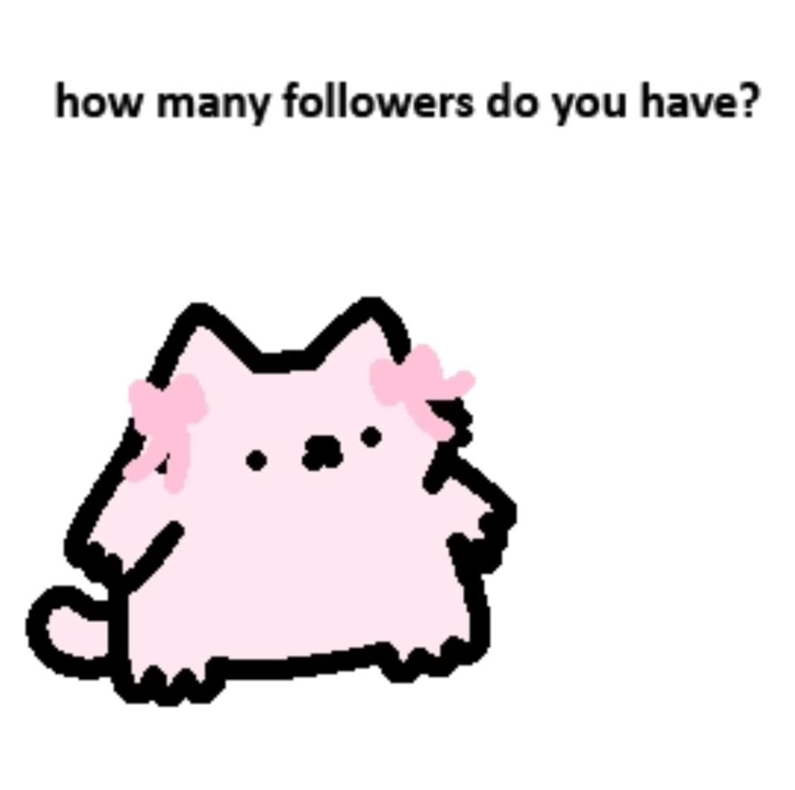 The pink ribbon Nub sitting stiffly, asked how many followers it has.